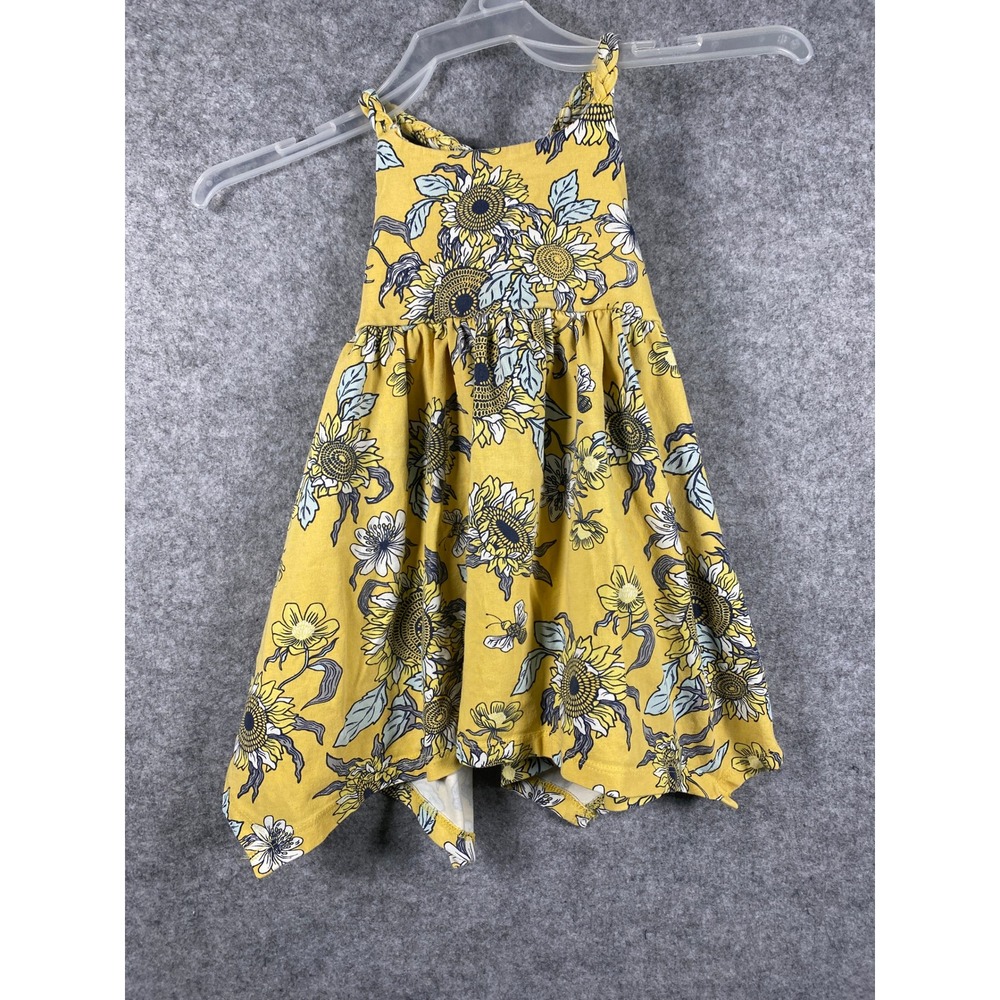 Artisan NY Baby Girl Sunflower Bee Print Handkerchief Hem Dress Yellow 12M